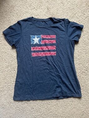Dark Gray American Flag  Bandana Graphic Tee